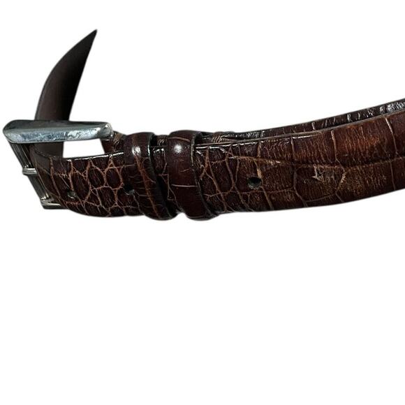 Tulliani Italian Calfskin Leather Belt Silver Solid Brass Buckle Made in Italy - Picture 6 of 15